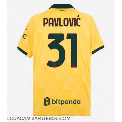 Camisa de Futebol AC Milan Strahinja Pavlovic #31 Equipamento Alternativo 2025-26 Manga Curta